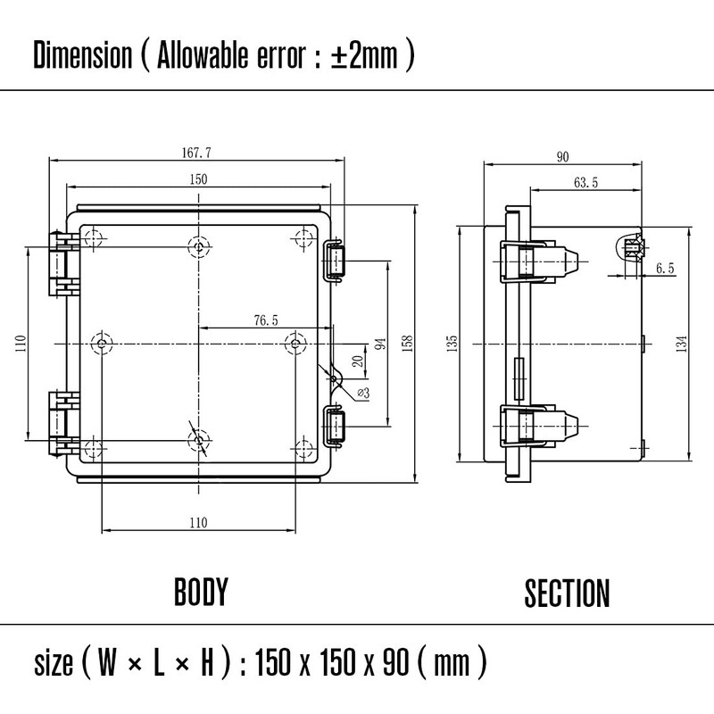LeMotech Electrical Box, IP67 Waterproof Hinged Clear Cover Stainless Steel