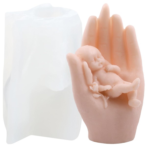 GLITZXFH Hand Holding Youngsters Candle Mold Baby in Hand Resin