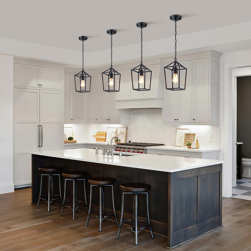 Sheetea 2-Pack Farmhouse Pendant Lights Kitchen Island, Black Pendant Light