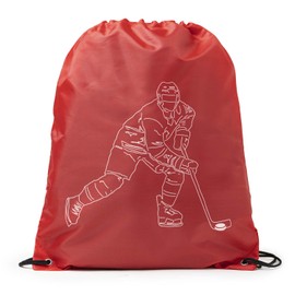 ChalkTalkSPORTS Hockey Sport Pack Drawstring Bag | Hockey Player Sketch | Red