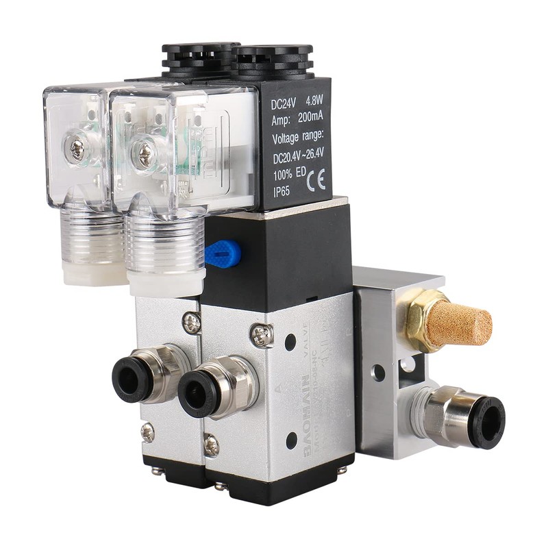 Baomain 2 Space Pneumatic Solenoid Valve 3V210-08 24VDC PT1/4 2