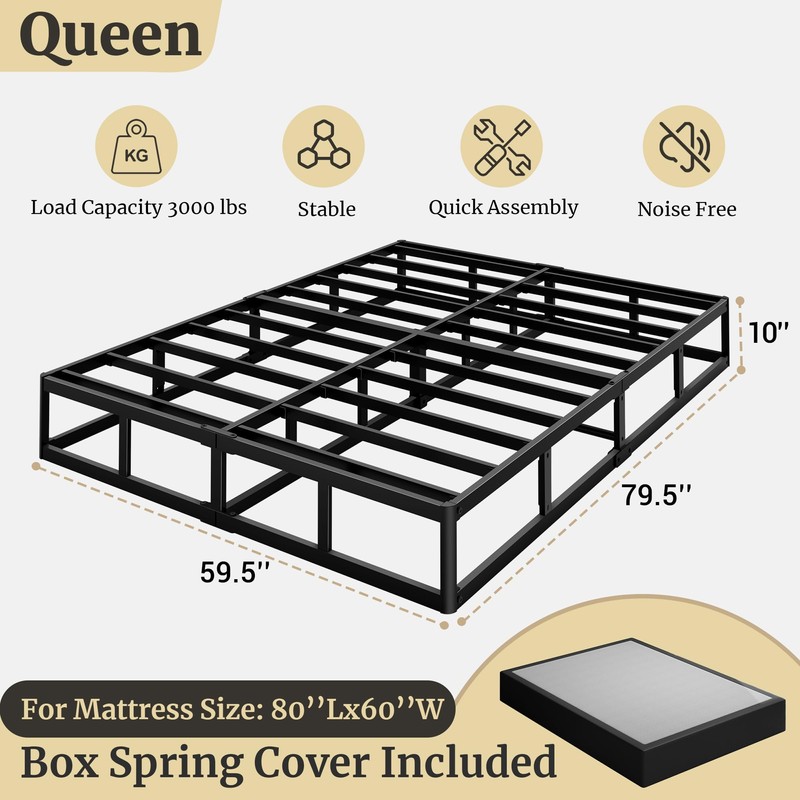 Awesofurni Queen Box Spring, 10 Inch High Profile Box Spring