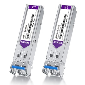 REDLUX 1G SFP LX Singlemode Gbic Module, 1310nm SMF, Dual LC Connector, up to 20KM, Compatible with Cisco, Meraki, Ubiquiti UniFi, Mikrotik, Fortinet, Netgear, D-Link, Broadcom, Linksys, Pack of 2