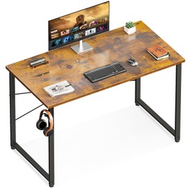 Casaottima 40 Inch Small Computer Desk for Home Office, Study Writing Table for Small Spaces, Simple Modern Desk with Headphone Hooks, Vintage