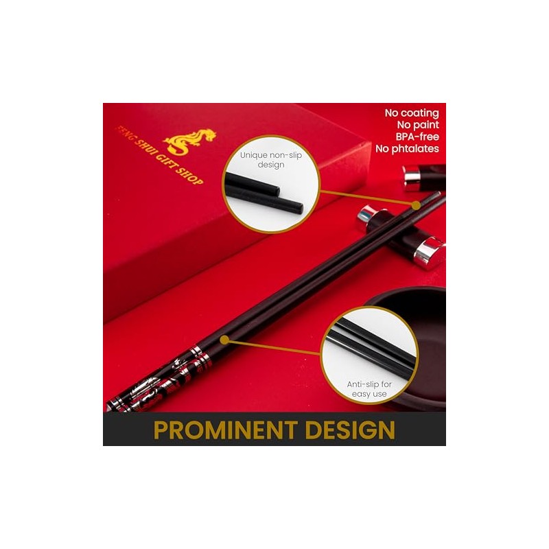 Premium Chopstick Set – 2 Ceramic Dishes, 2 Bamboo Chopsticks,