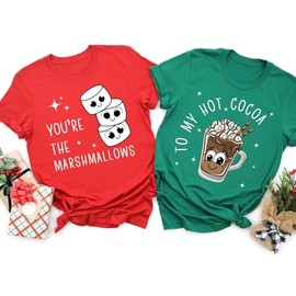 Funny Matching Couples Christmas Shirts, You're the Marshmallows T-Shirt, To My Hot Cocoa T-Shirt, Wife Husband Holiday Outfit, Christmas Gift (ADULT 2XL, RED, You are themarshmallows)
