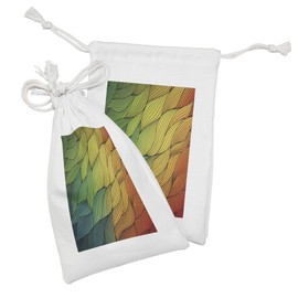 Lunarable Abstract Fabric Pouch Set of 2, Ocean Inspired Artwork Waves Curly Psychedelic Entrancing Colorful Ripple Water, Small Drawstring Bag for Toiletries Masks and Favors, 9" x 6", Multicolor