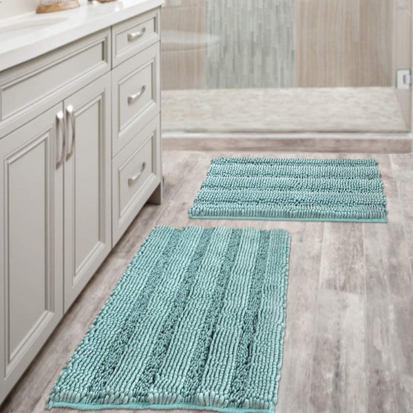 Non Slip Thick Shaggy Chenille Bathroom Rugs, Bath Mats for