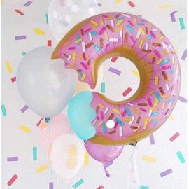7pcs Donut Balloons Number Balloons for 1st 2nd 3rd Birthday Party Donut Decoration Supplies (4th)