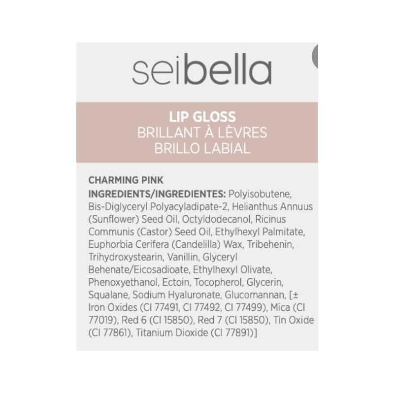 Sei bella Brillo Labial, Tono Charming Pink, con Aceite de