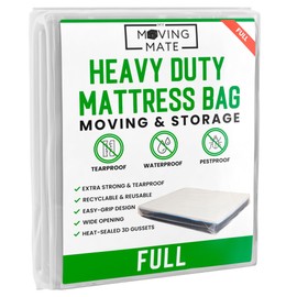 Full Mattress Bag for Moving and Storage - 5 Mil Mattress Cover for Moving and Storage - Mattress Protector Storage Bags - Heavy Duty, Reusable, Tearproof