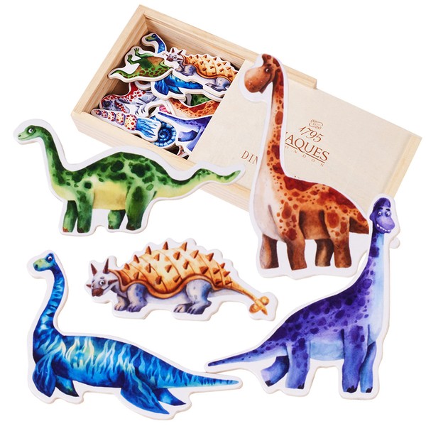 Jaques of London Dinosaur Magnets for Kids | Dinosaur Toys | Fridge Magnets for Kids | Wooden Dinosaur Gifts | Since 1795
