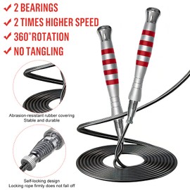 GUMWIG Speed Jump Rope, Double Under Jumping Rope, Aluminium Handle Skipping Rope for Self-Locking Which is Easy to Adjust Length, Removable Weight, Boxing Crossfit Fitness Training for Men Women