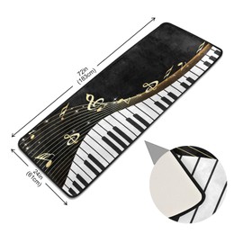 Long Runner Rug Piano Keyboard Music Note Art Area Rug 2'x6' Non Slip Hallway Carpet Runner Mat for Living Room Bedroom Bathroom Entryway Indoor Home Decor