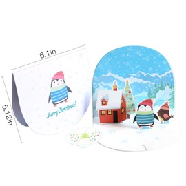 Paper Spiritz 3D Xmas Card, Christmas Penguin, Holiday Invitation Card, Pop up Christmas Cards for Kids, 3D Cards Christmas, Pop up Cards Christmas