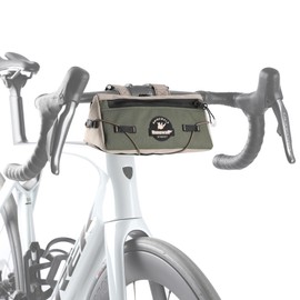 Rhinowalk Bicycle Handlebar Bag - 2 in 1 Shoulder Bag for MTB, Road Bike & Folding Bike, Stylish Colour Block Design, Quick Fix with Velcro Fastening - Army Green Khaki