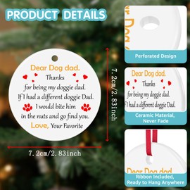 Dog Dad Gifts Dog Dad Ceramic Ornament Keepsake Sign Birthday Thanksgiving Christmas Ornament for Dog Dad Dog Father Dog Owner Gifts Dog Lover Gifts for Men