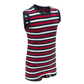 Kaycey Popper Vest Sleeveless Bodysuit With Crotch Snap Closure, Adaptive Clothing for Kids with Special Needs, Soft Cotton, 9-10 Years, Red-White-Blue