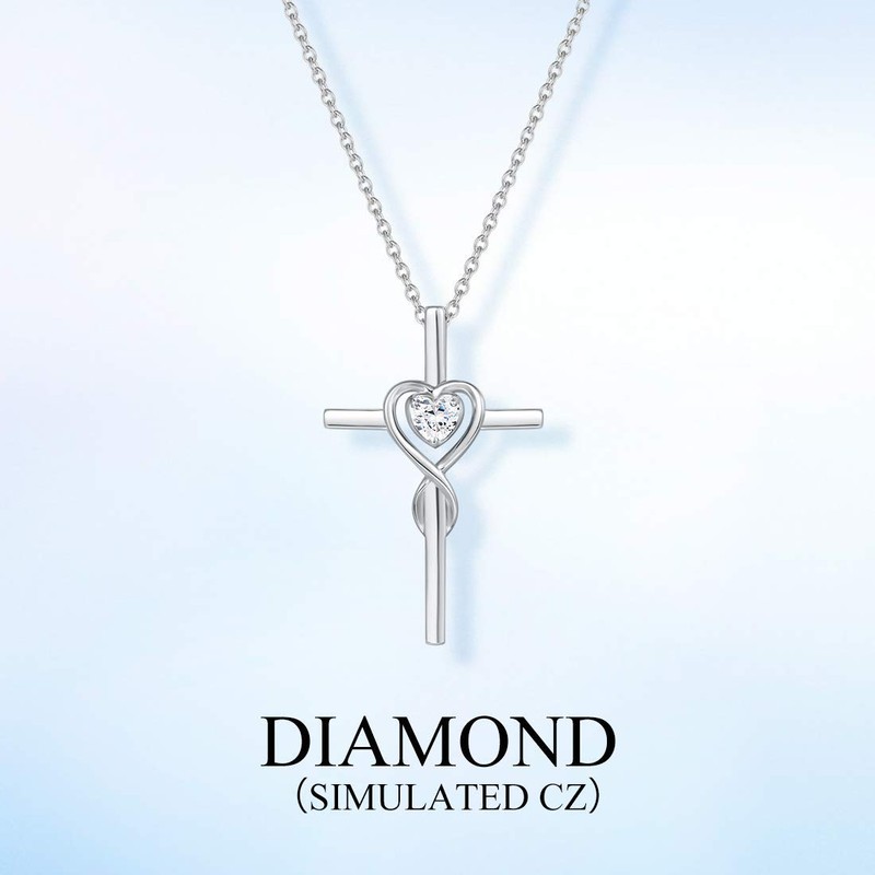 Women's Pendant and Chain Necklace with Infinity Cross Symbol, Made