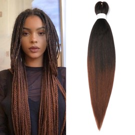 ShowJarlly Pre Stretched Braiding Hair 30 Inch Knotless Braiding Extensions 1pack Easy Braids Hot Water Setting DIY Box Braids Yaki Textured Crochet Hair Braiding (30inch,1B/30#)