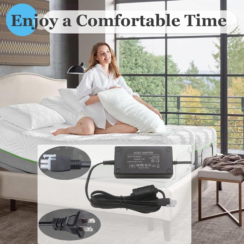 Adjustable Bed Base Power Supply Replacement Power Cord Kit, for