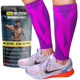 Leg Compression Sleeves for Men Calf Brace Footless Compression Socks Women Compression Leg Sleeves Marathon Running Gear Calf Sleeves for Men Football Women's Sports Compression Socks Purple XXL