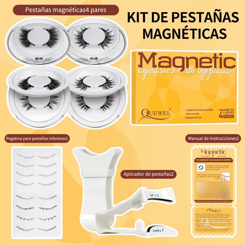 Kit De Pestañas Magnéticas Quewel, 4 Pares B