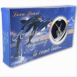 Love Wish Pearl Necklace Set with Stainless Steel Chain 16" (Dolphin)