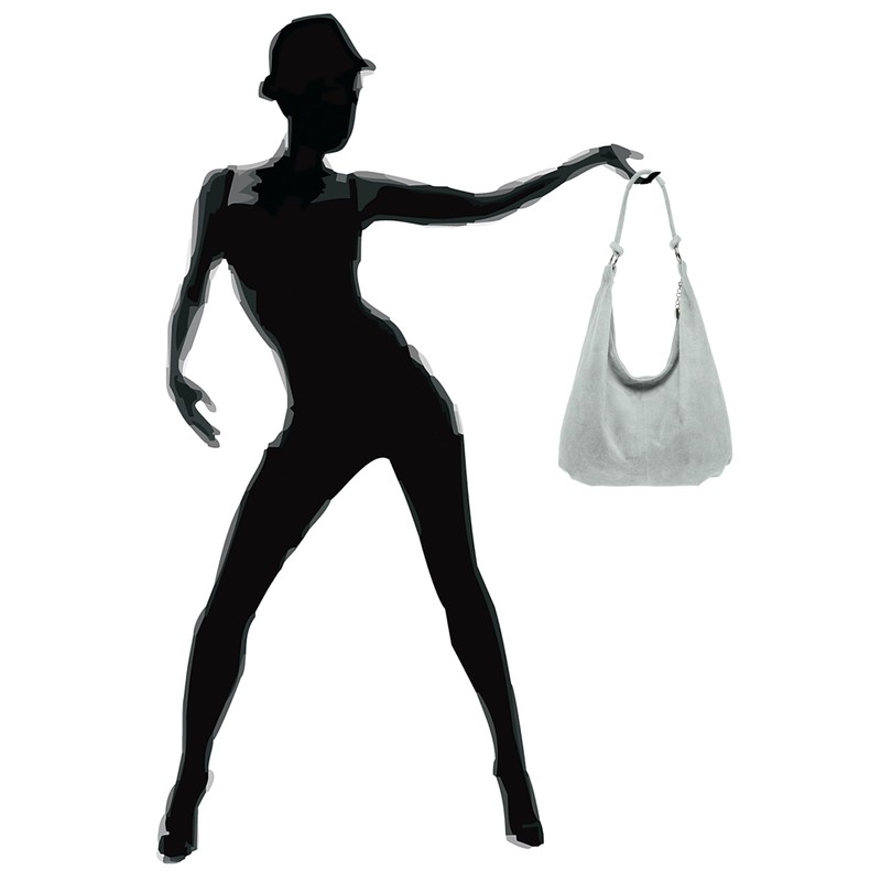 Caspar TL617 Large Women's Vintage Suede Bag, light grey