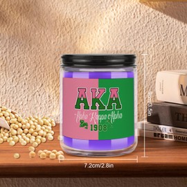 AKA Sorority Gifts Scented Candle for Women Girl,1908 Pink Green 7oz Candles, Inspirational Birthday Christmas Gifts for Sister Friends (Purple)