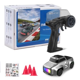 ANTSIR Mini RC Drift Car for Adults, 1/64 Desktop Drift Car with Colorful Lights, Desk Remote Control Cars for Race, Hobby Gifts and Toys (Matte Gray Concept Model)