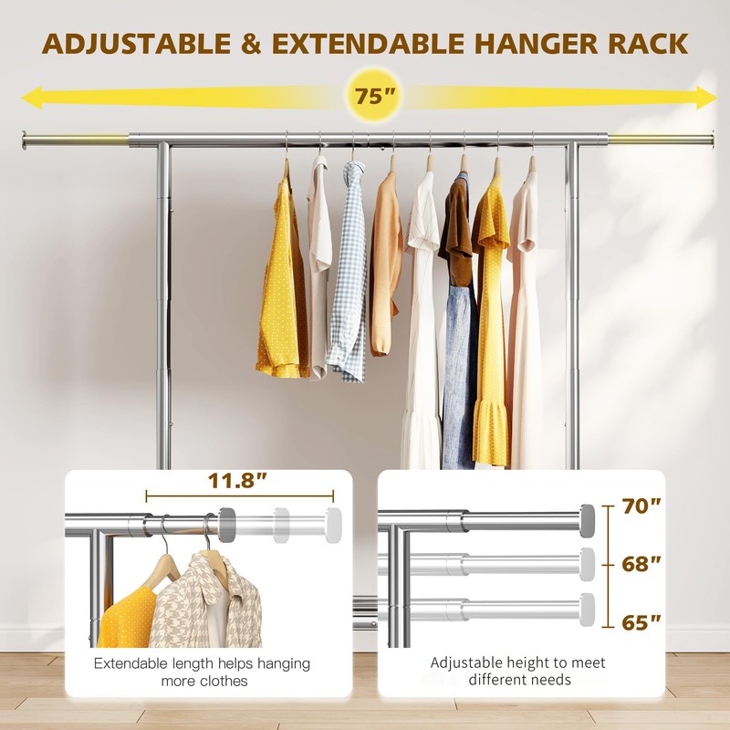 Raybee Heavy Duty Clothes Rack, Clothing Racks for Hanging Heavy
