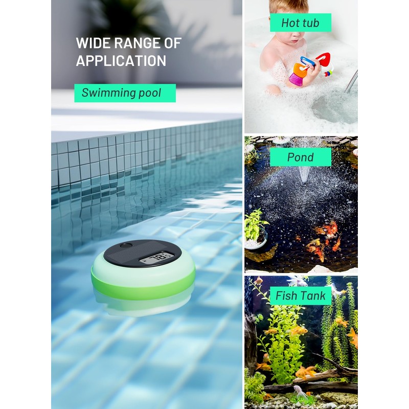 Solar Pool Thermometer with Indoor Display (Green)