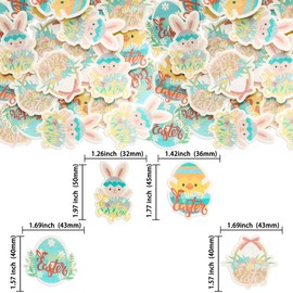 Gyufise 48Pcs Edible Easter Egg Cupcake Toppers Wafer Paper Happy Easter Cupcake Picks Edible Easter Bunny Cupcake Decors for Easter Theme Baby Shower Birthday Party Supplies
