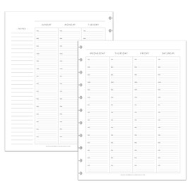 BetterNote Hourly Undated Calendar Refill for Discbound Notebook, Weekly Appointment Book, Fits Disc Levenger Circa, Arc, TUL, Big Happy Planner, Talia (Classic- 6 months, 11-Disc, 8.5"x11")