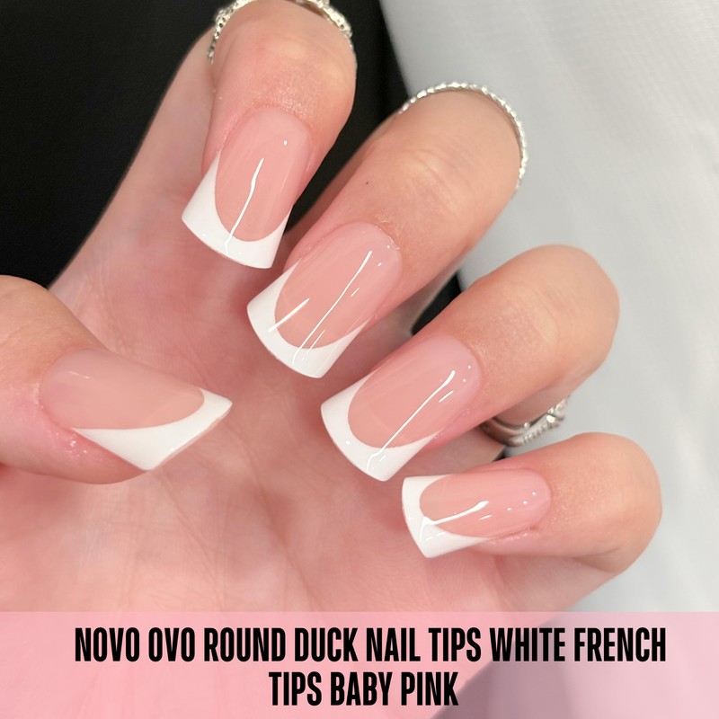 Duck Feet Nail Tips Short Round Extra Thick, Baby Pink