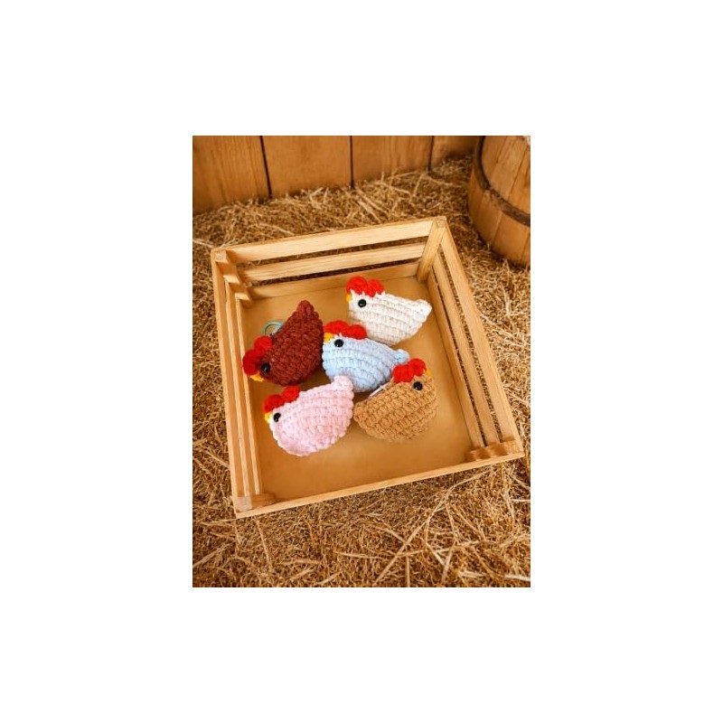 Genérico Pareja de Llaveros Gallinitas a Crochet - Amigurum Tejido