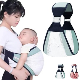 LHLZNB Breathable Baby Sling, Portable Adjustable Baby Carrier, Non-Slip Toddler Carrier,Baby Carrier Wrap, Quick Dry, Thick Shoulder Straps,Baby Hip Sling Carrier for Outdoor Use (Green)