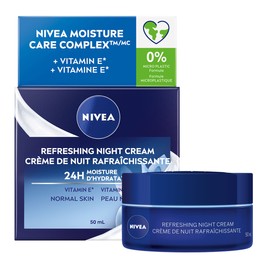NIVEA Refreshing Night Cream, 24H Moisture for Normal Skin, 50ml | Night Cream with Vitamin E