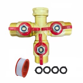 3 Way Garden Hose Splitter,Heavy Duty Brass Valve Garden Hose Splitter,High Flow Hose Splitter Connector with Shut off Valve, Full Metal Leak-Proof, 3/4" Thread, for Outdoor Faucet, Lawn, Yard (3 Way)