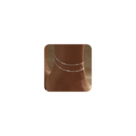 BERISO Gold/Silver Ankle Bracelets for Women,14K Gold Plated Anklets for Women Waterproof Pearl Heart Beads Evil Eye Rhinestone Anklets Set Layered Anklet Bracelets for Women Gold Jewelry