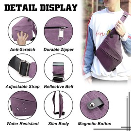 GDOKKNY Anti Theft Crossbody Bag for Women Personal Flex Travel Bag Anti-Theft Cross Body Bag Sling Chest Bag for Men （Purple）