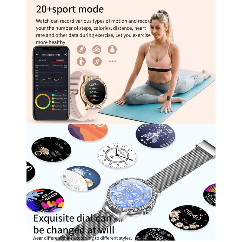 1.32 Inches Smartwatch IP67-Waterproof BT5.0 Intelligent Watch Fitness Tracker Multifunctional