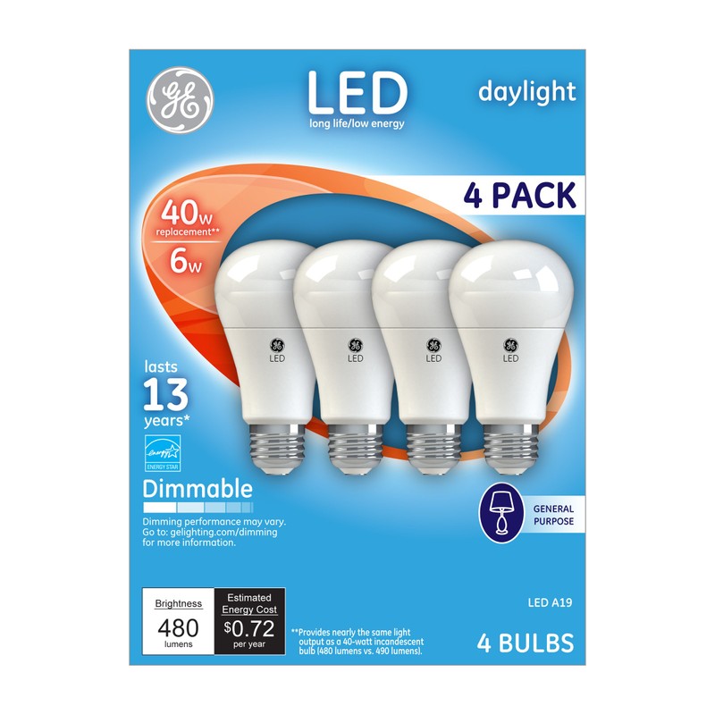 GE Lighting 67614 LED A19 Light Bulb with Medium Base,
