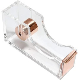 Taicols Acrylic 1-inch Desktop Tape Dispenser with Anti Slip Base, Perfect for Home, School or Office Desk Gift Creativity (Rose Gold)