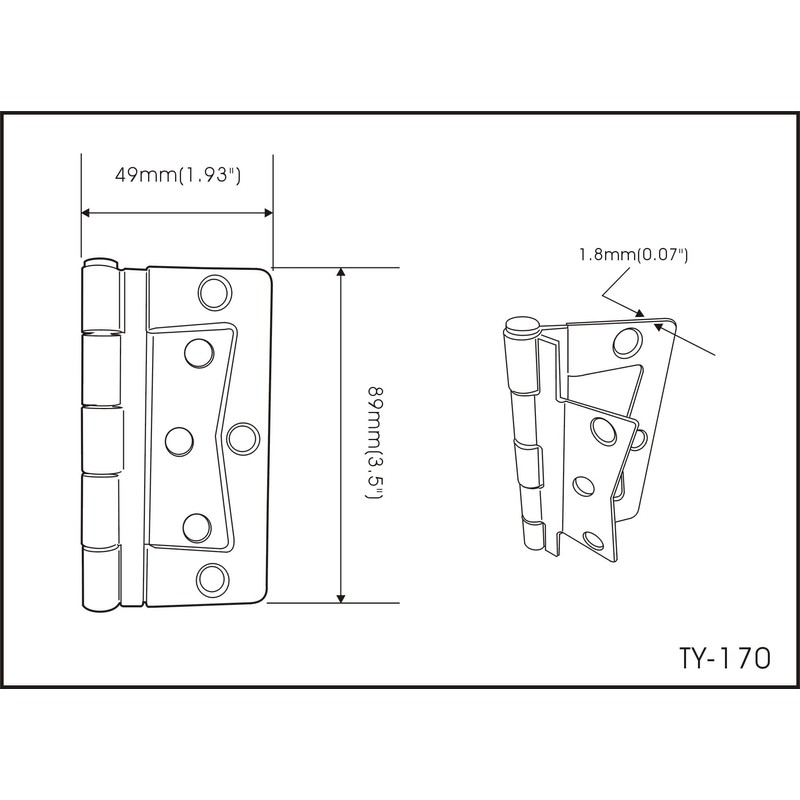 QCAA Heavy Non-Mortise Butterfly Hinge for Mobile Home/RV, 3.5", Removable