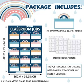 Lonfliness Boho Class Jobs Bulletin Board Boho Rainbow Themed Classroom Jobs Chart Set Teacher's Helper Chalkboard Decor Classroom Bulletin Board Set Wall Decoration Supplies for Back to School