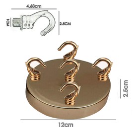 LEDSone Retro Vintage Iron Ceiling Rose Hook Plate Pendant Lamp Socket DIY Accessories Ceiling Light (5 Out Let)