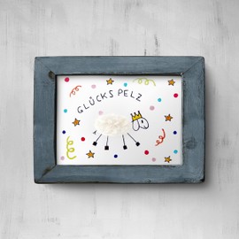Inkognito Plush postcard, occasion: "fluffy" in motif: "Plush card Glückspelz", artist: "Barbara Dienz-Sengmüller", item number: 20894, published by Berliner Verlag