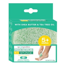 Spongeables Pedi Scrub Foot Exfoliating 5+ Wash Travel Sponge, Citron Eucalyptus, 1 Count
